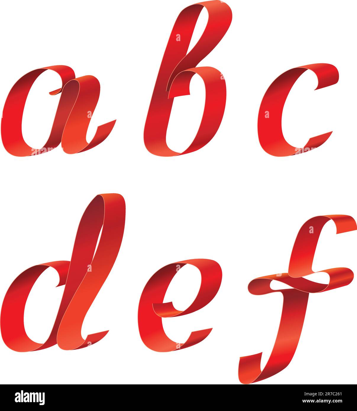 Alphabet vectoriel du ruban rouge Illustration de Vecteur