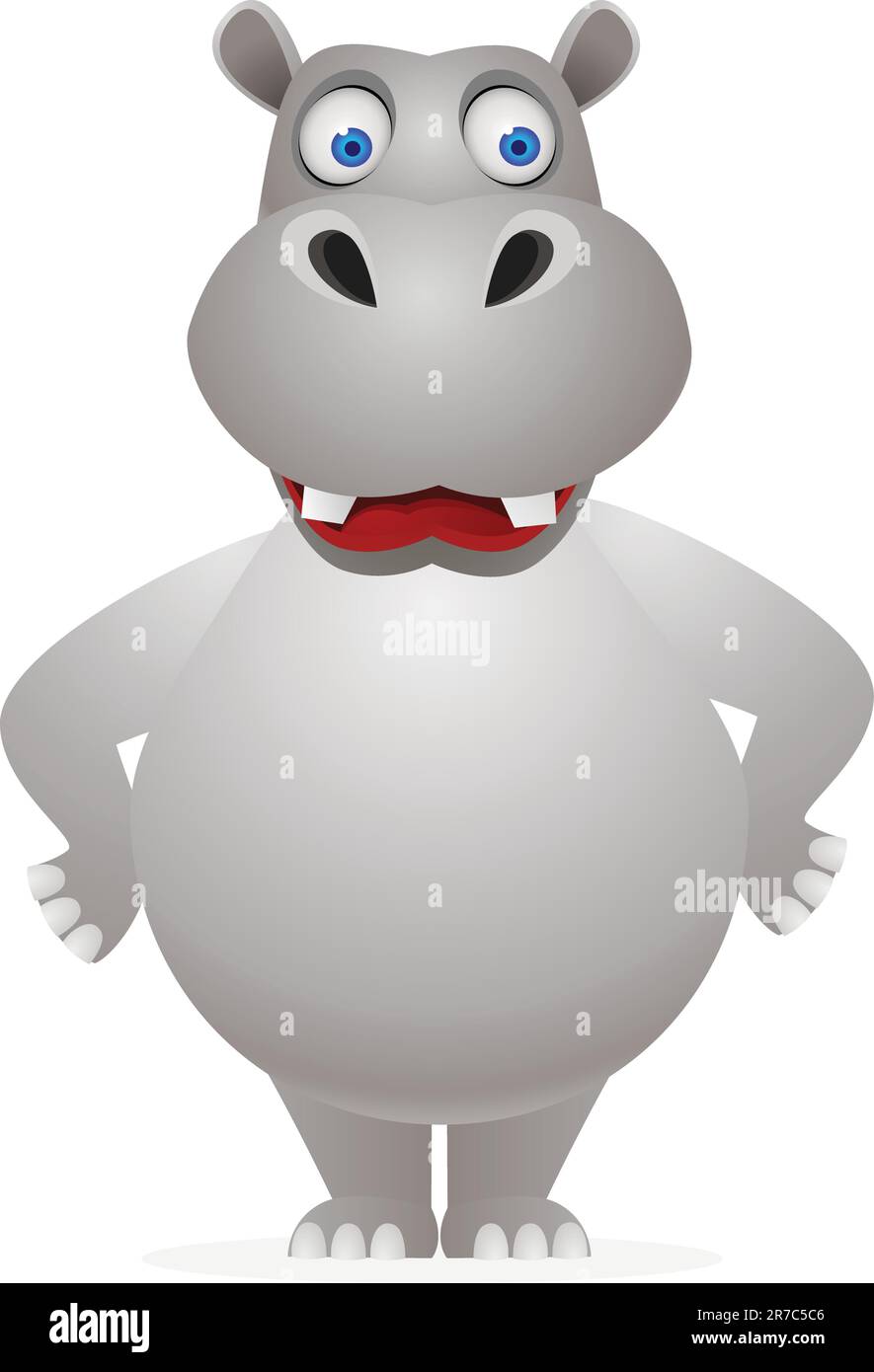 Illustration vectorielle de la bande dessinée hippopotame Illustration de Vecteur