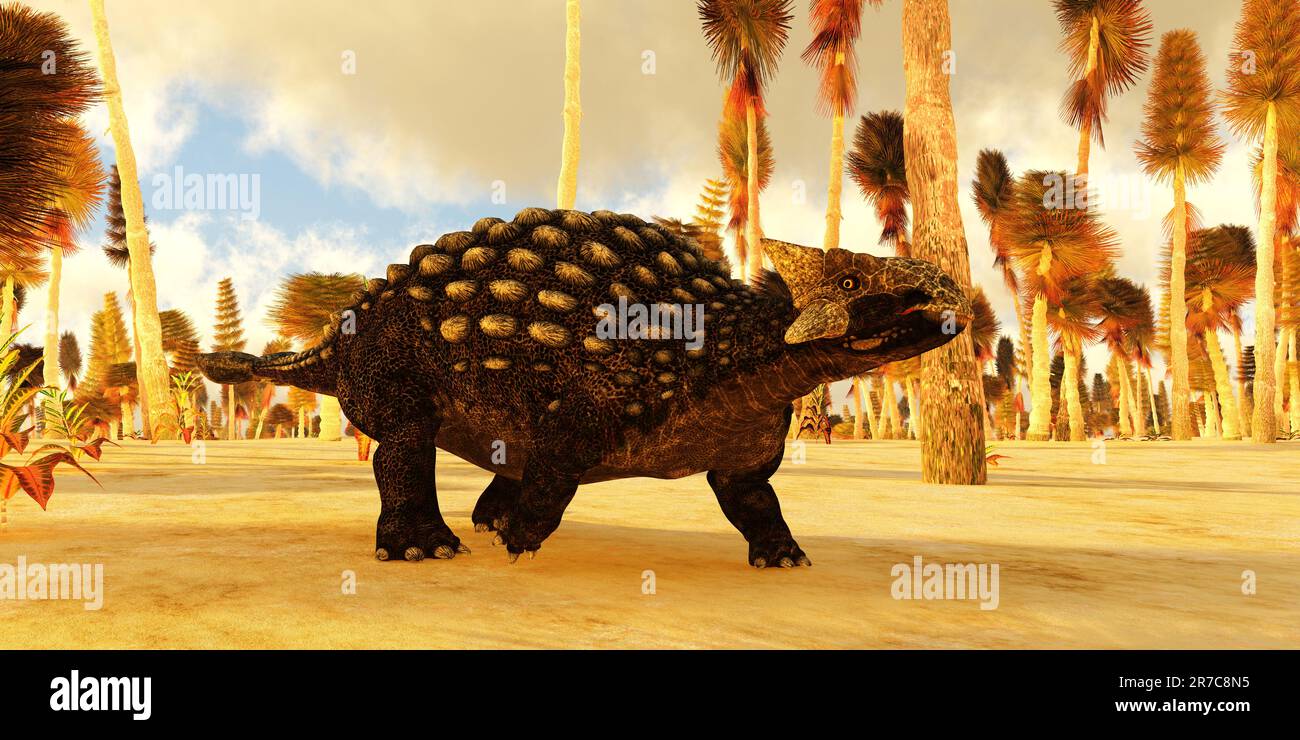 Ankylosaurus était un dinosaure herbivore blindé qui vivait en Amérique du Nord pendant la période du Crétacé. Banque D'Images