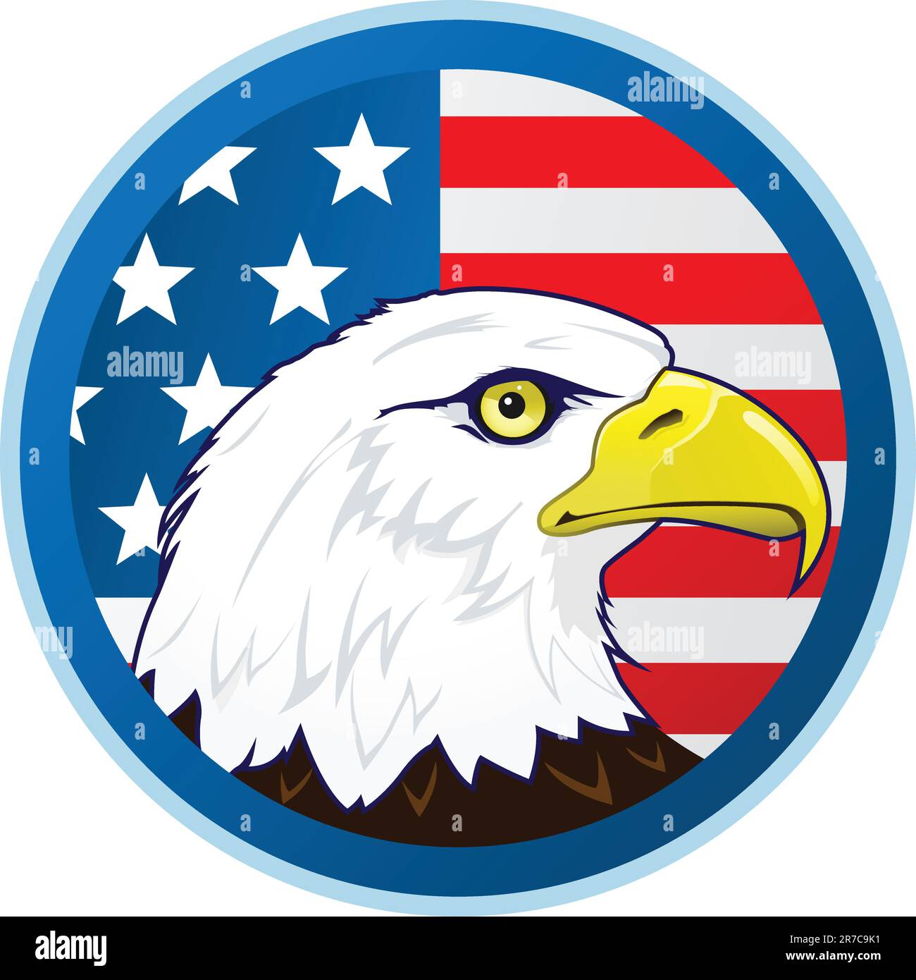 Tête d'aigle à tête blanche devant le drapeau américain Illustration de Vecteur
