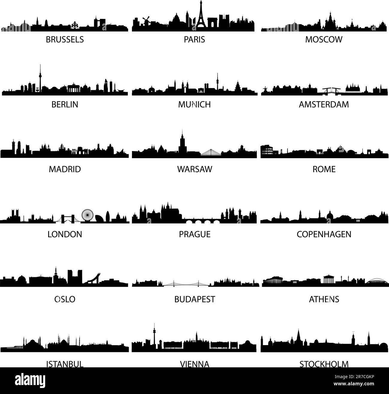 illustrations détaillées de diverses villes européennes Illustration de Vecteur