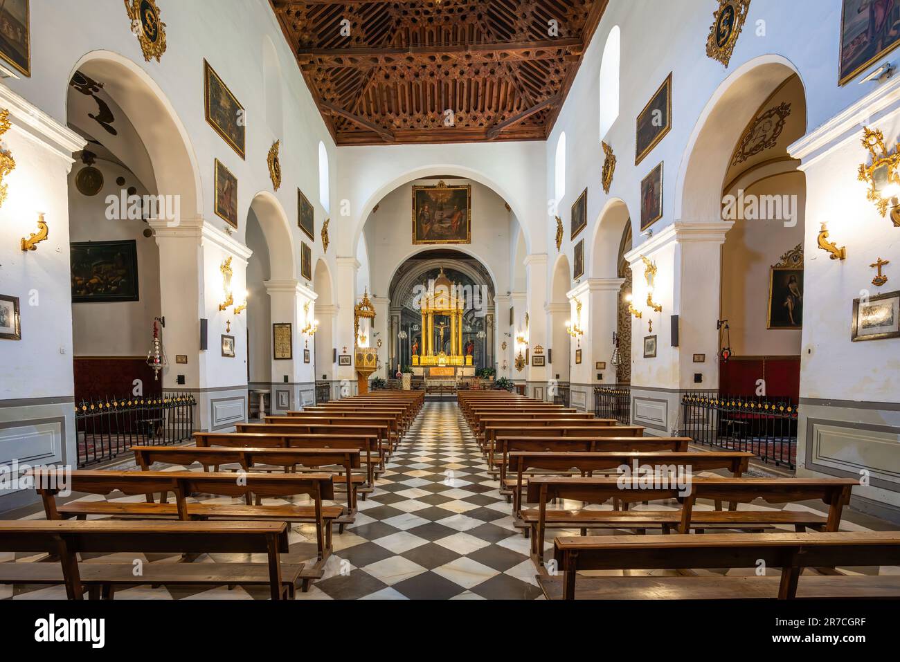 Intérieur de l'église Saint-Laurent Pierre et Saint Paul (Iglesia de San Pedro y San Pablo) - Grenade, Andalousie, Espagne Banque D'Images