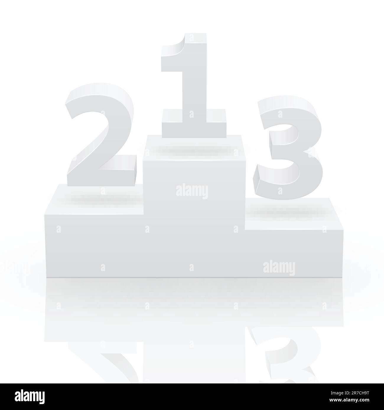 Podium de la victoire blanche avec première, deuxième et troisième places Illustration de Vecteur