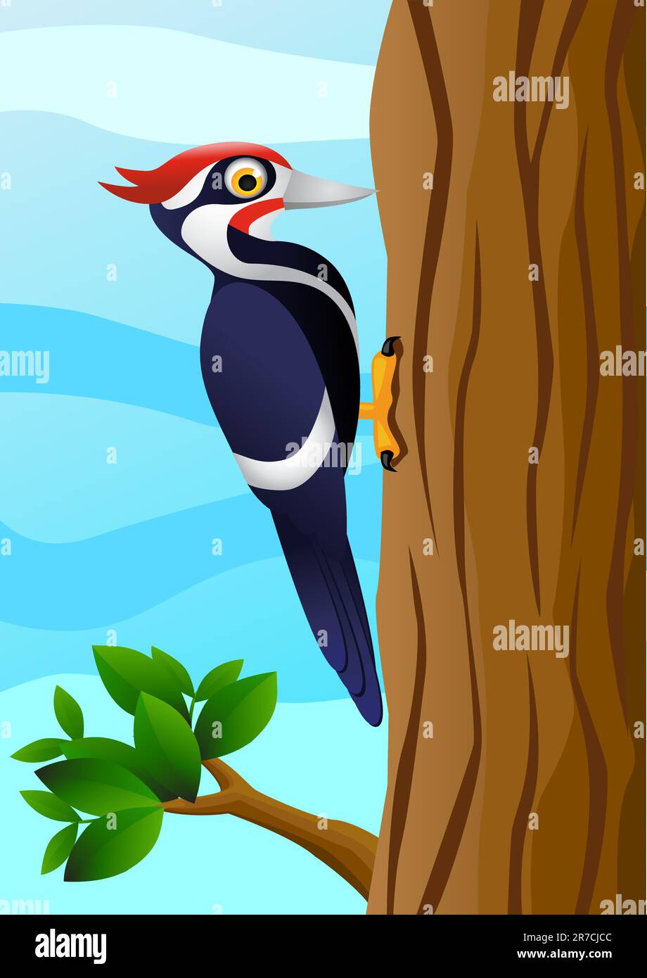Dessin animé de Woodpecker Illustration de Vecteur