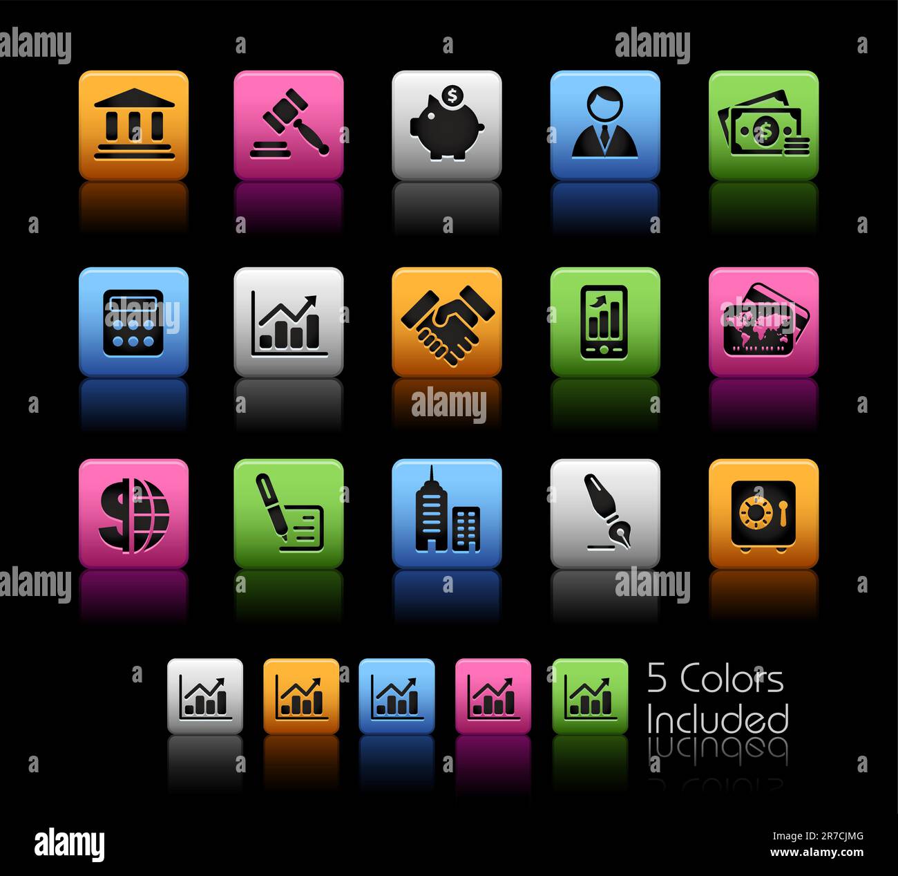 Le fichier vectoriel comprend 5 versions de couleurs pour chaque icône dans différents calques. Illustration de Vecteur
