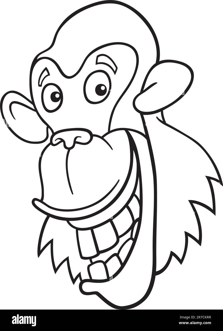 Cartoon illustration de drôle de singe chimpanzé Coloring Book Illustration de Vecteur