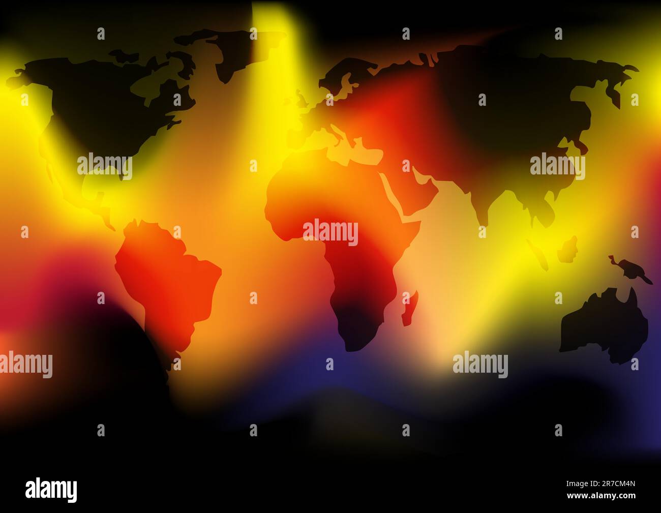 Résumé arrière-plan - carte du monde sur un arrière-plan brûlant Illustration de Vecteur