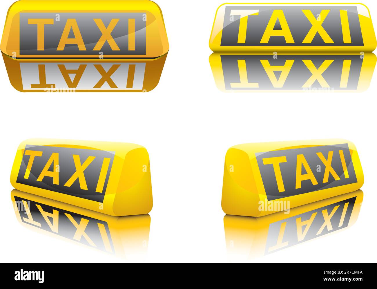 illustration vectorielle des panneaux de taxi allemands sous différents angles Illustration de Vecteur