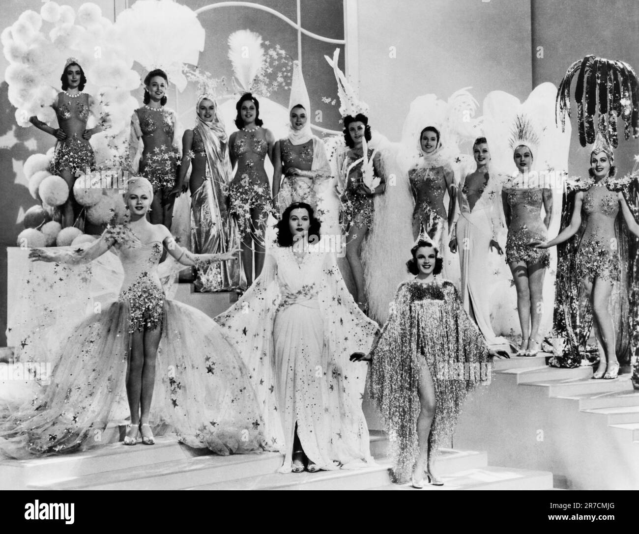 Hollywood, Californie 1941 Une scène des Ziegfeld Girls avec (l-r) Lana Turner, Hedy Lamarr et Judy Garland. Banque D'Images