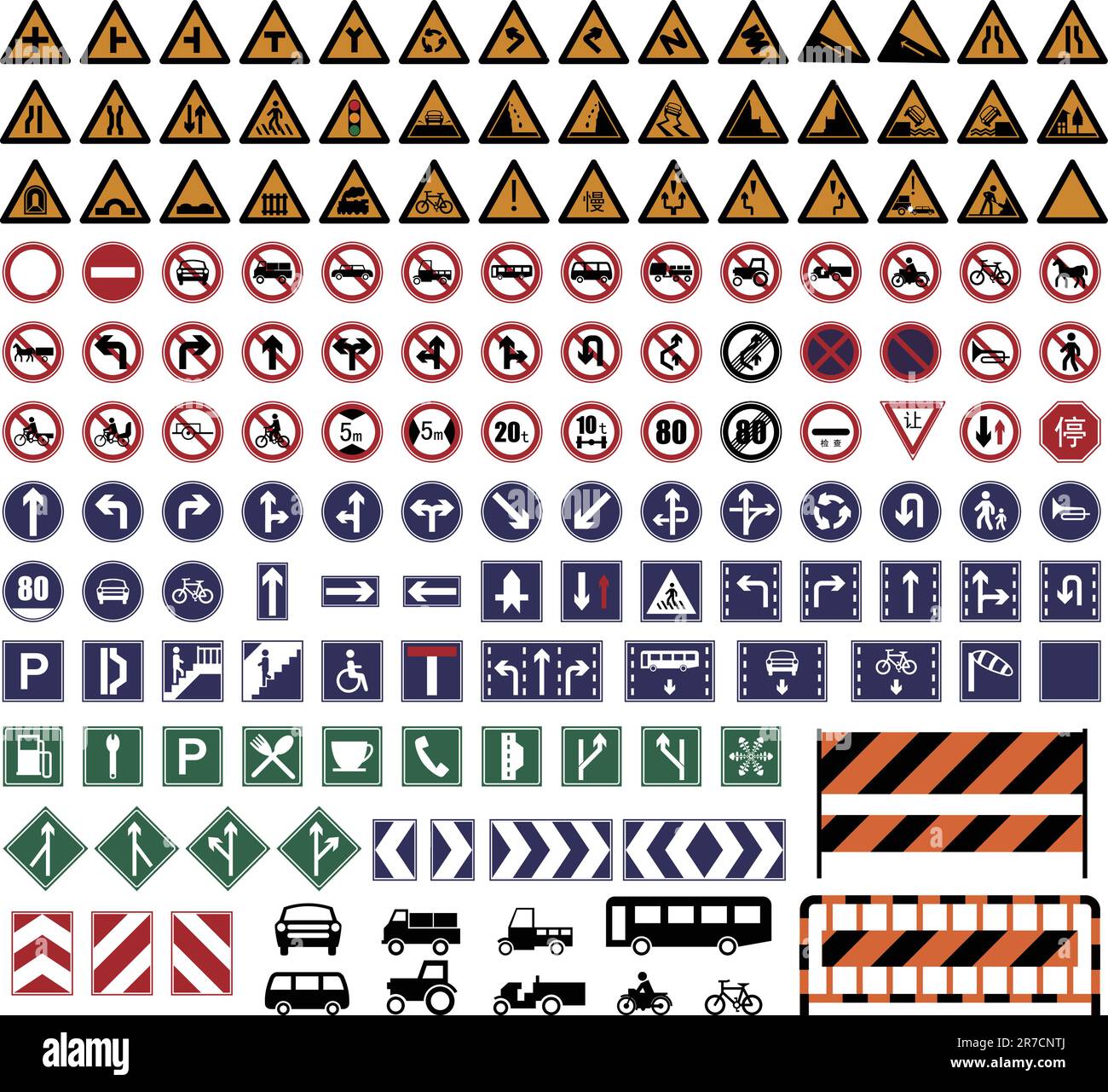 Illustration vectorielle de centaines de collections de panneaux de signalisation routière. Illustration de Vecteur