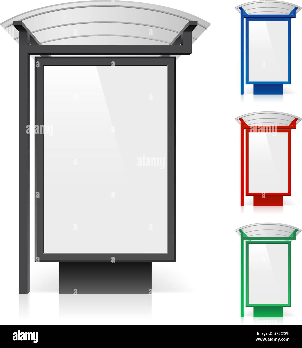 Un panneau d'affichage à un arrêt d'autobus en différentes couleurs. Illustration sur fond blanc Illustration de Vecteur