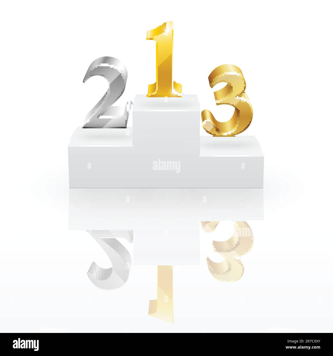 Podium de la victoire blanche avec première, deuxième et troisième places Illustration de Vecteur