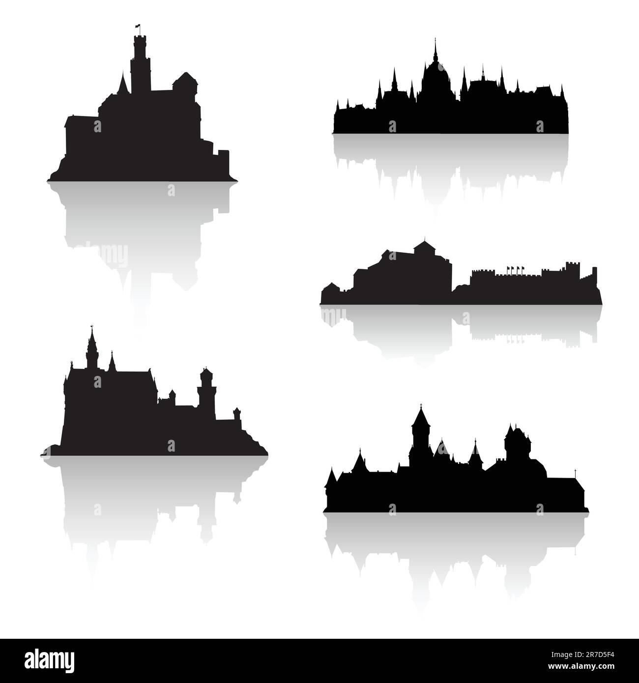 Silhouettes de château noir. Définir no 2. Illustration de Vecteur