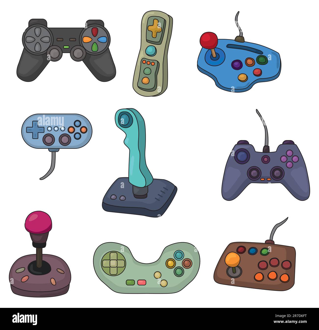 jeu d'icônes de joystick de jeu de dessin animé Image Vectorielle Stock -  Alamy
