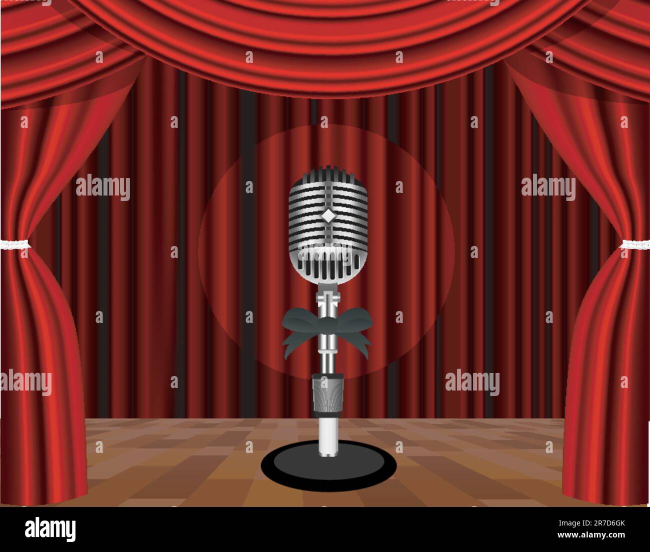 Un microphone sur une scène avec un gros plan sur elle. Vector illustration Illustration de Vecteur