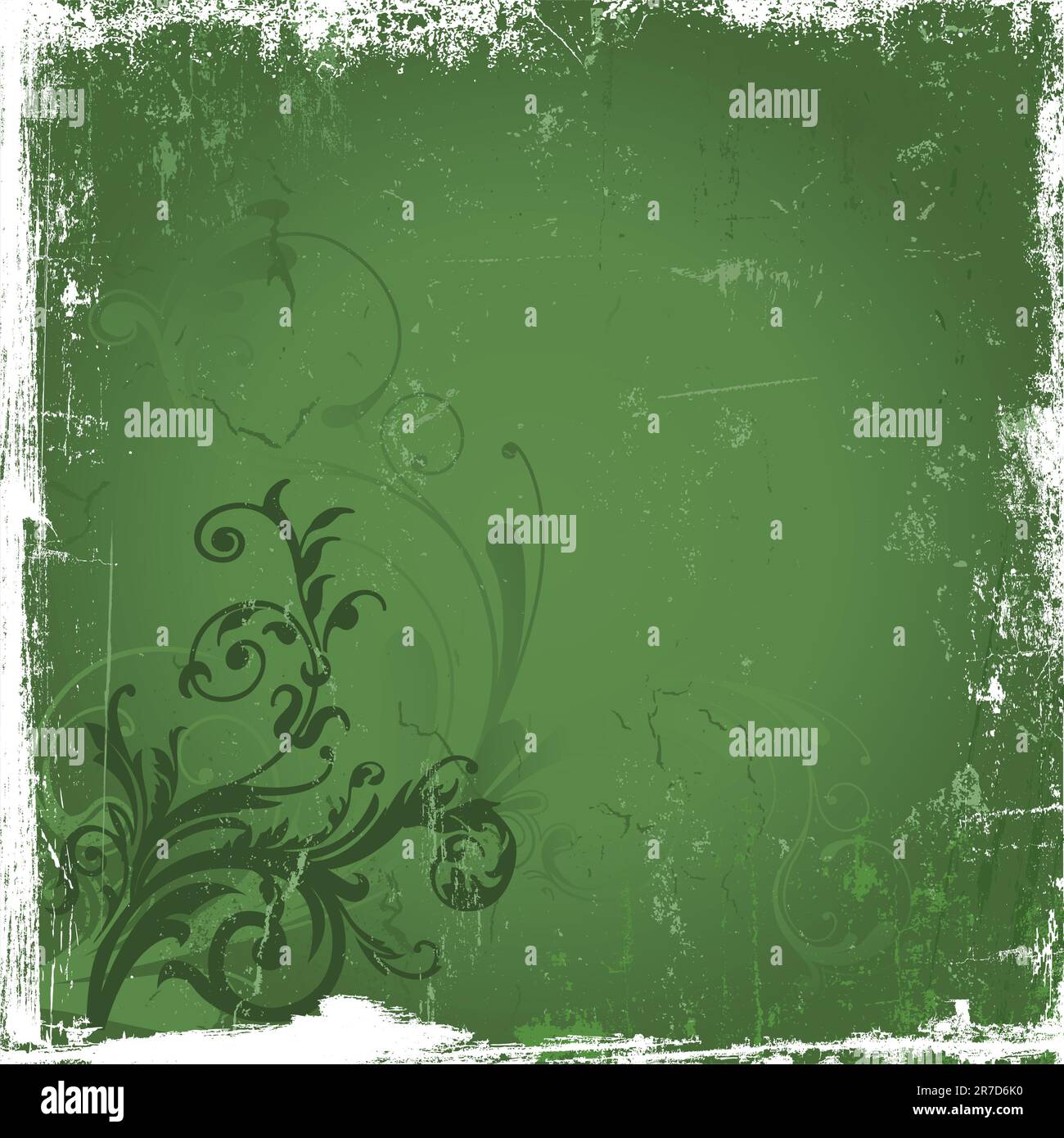 Abstract floral décoratif conception sur un green grunge background Illustration de Vecteur