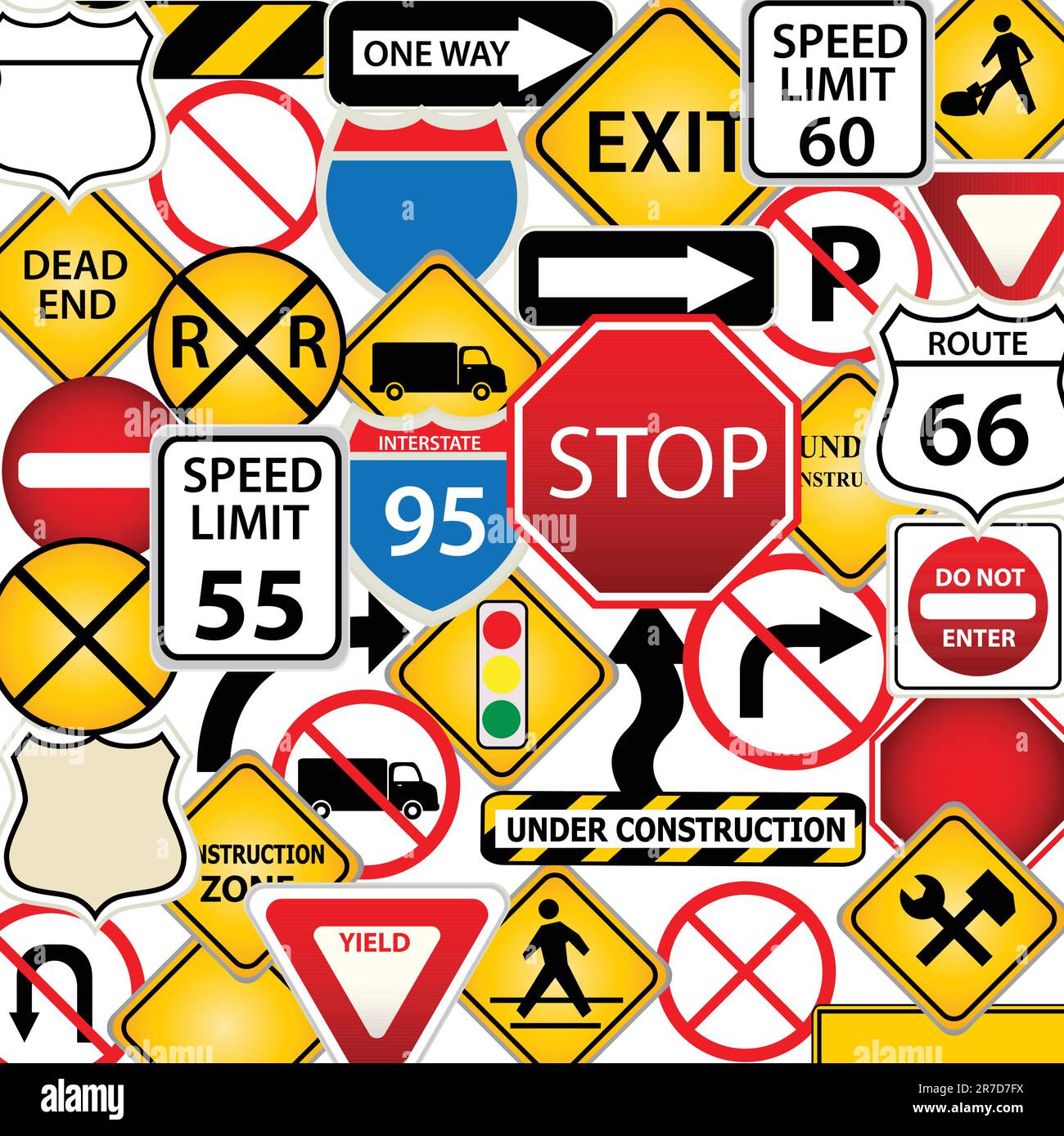 Collage de routes et de panneaux de signalisation Illustration de Vecteur