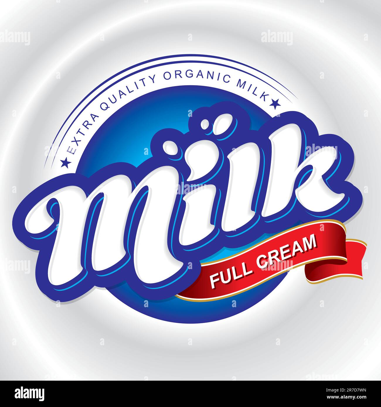 conception de conditionnement de lait, logotype de lettrage à la main (vecteur) Illustration de Vecteur