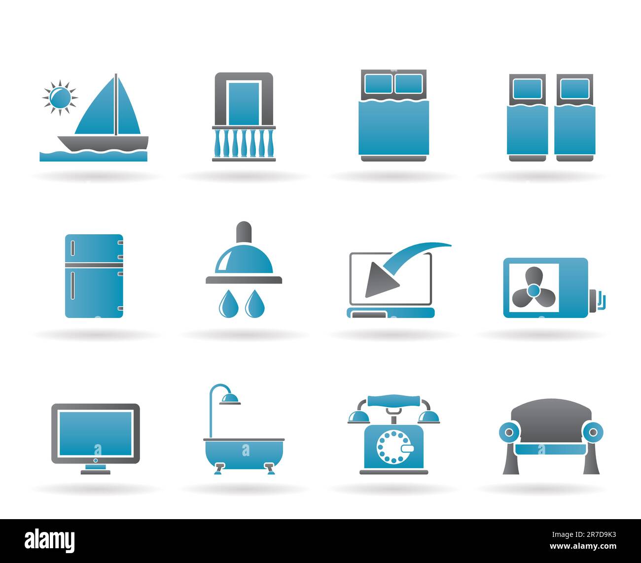 Équipements en Chambre d'hôtel et de motel icons - vector icon set Illustration de Vecteur