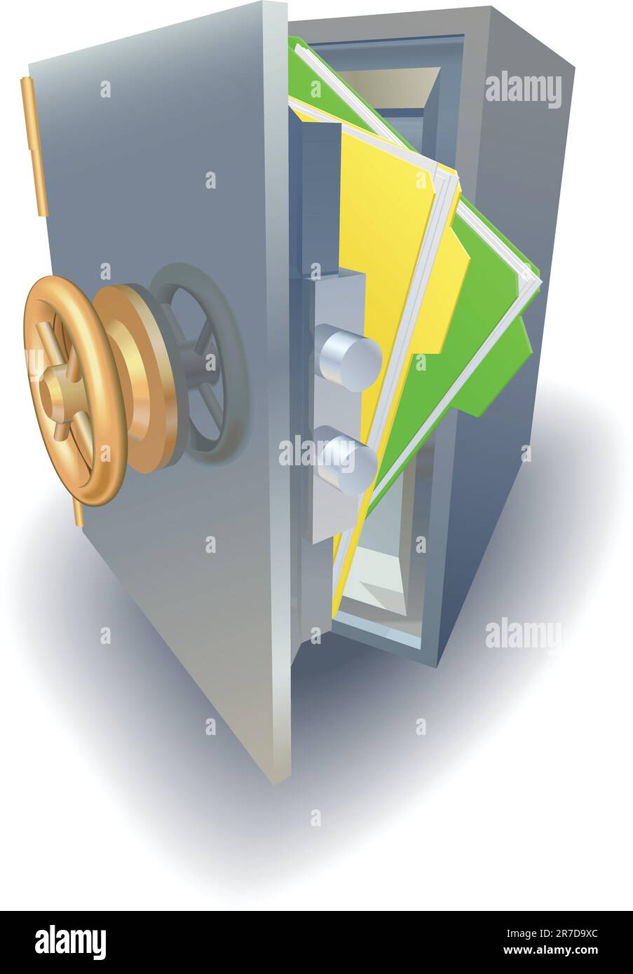 Concept de protection des données, des fichiers protégés en saftely-métal Illustration de Vecteur