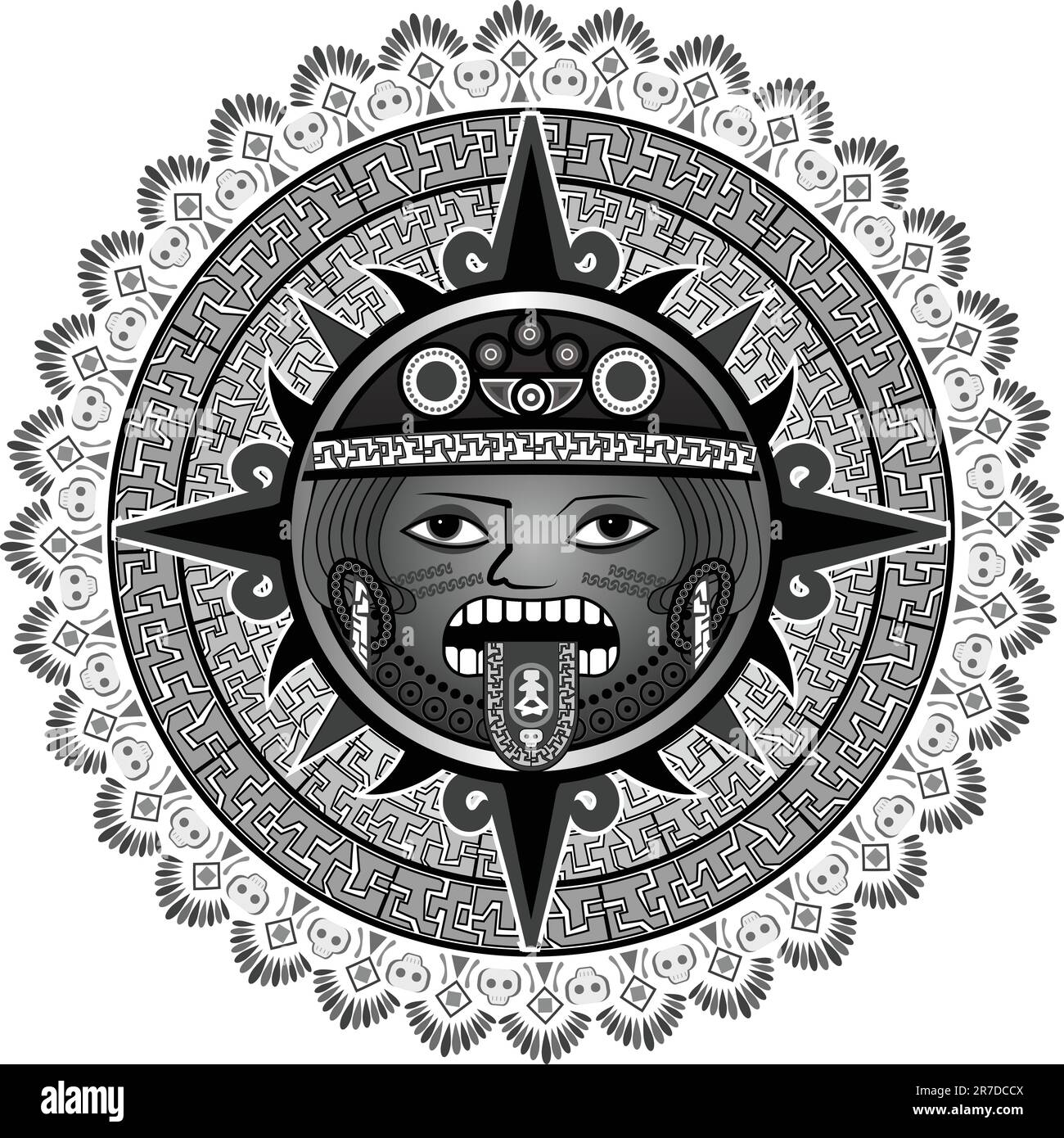 Divinité du soleil des Indiens d'aztèques pour un fond dans un vecteur Illustration de Vecteur