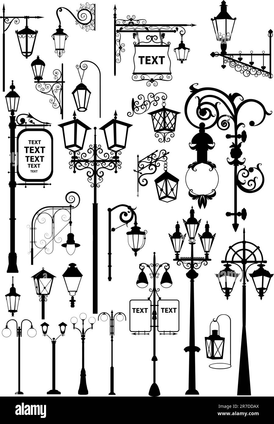 Illustration vectorielle de lanternes de rue rétro et moderne Illustration de Vecteur