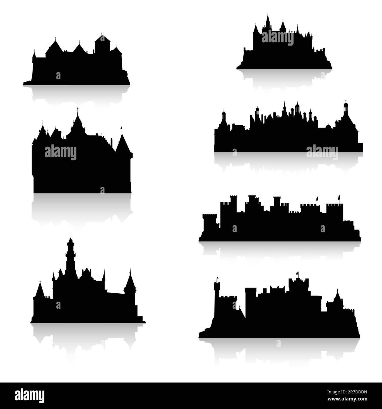 Silhouettes de château noir Illustration de Vecteur
