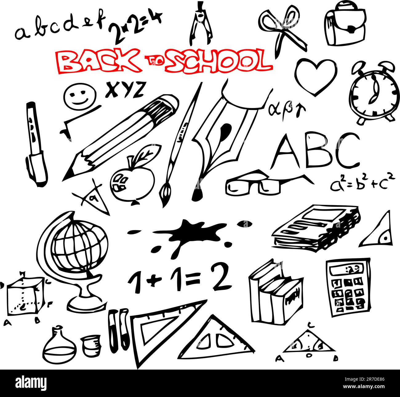 Retour à l'école - ensemble d'illustrations doodle école Illustration de Vecteur