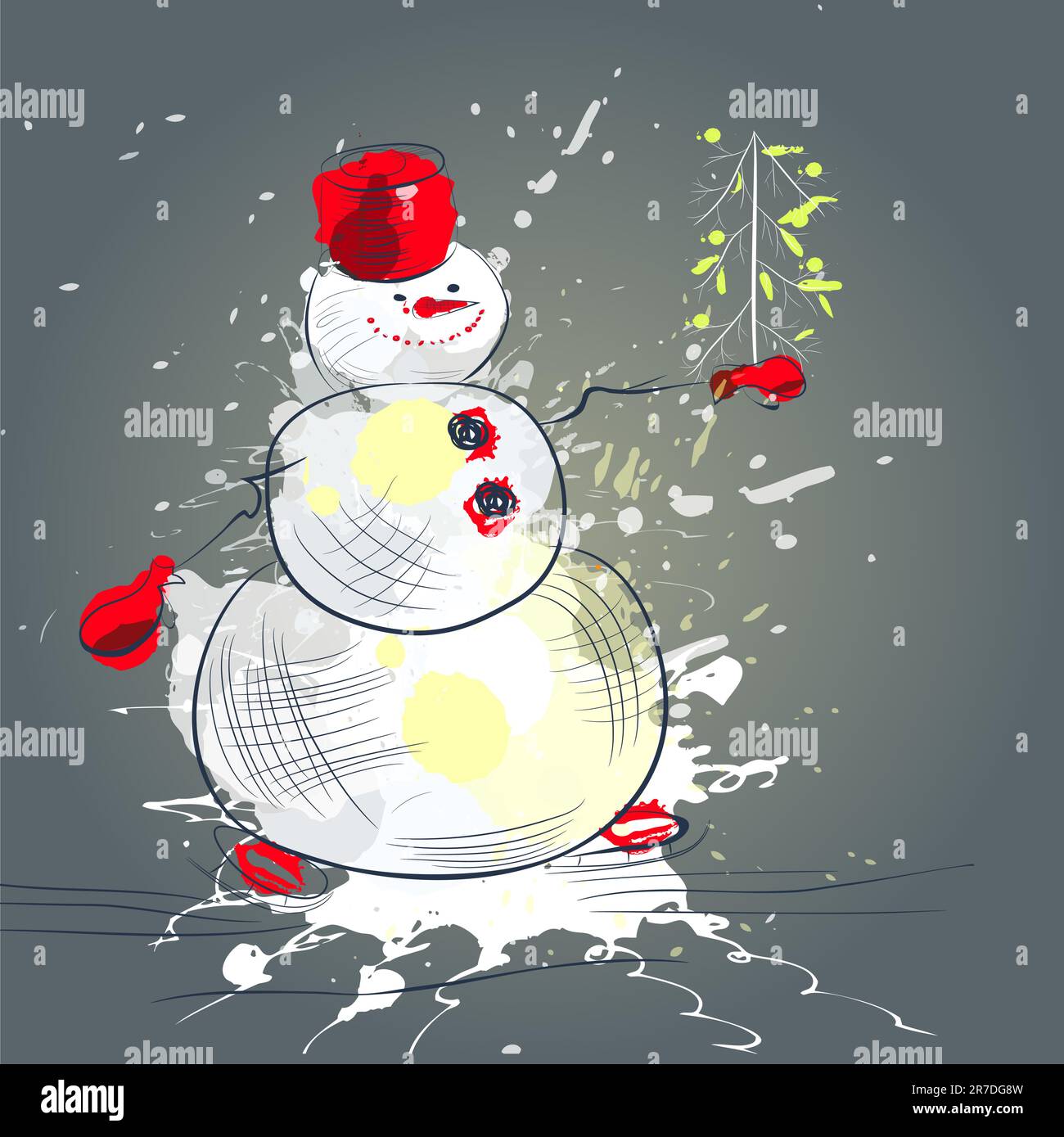 Carte de Noël avec snowman Illustration de Vecteur