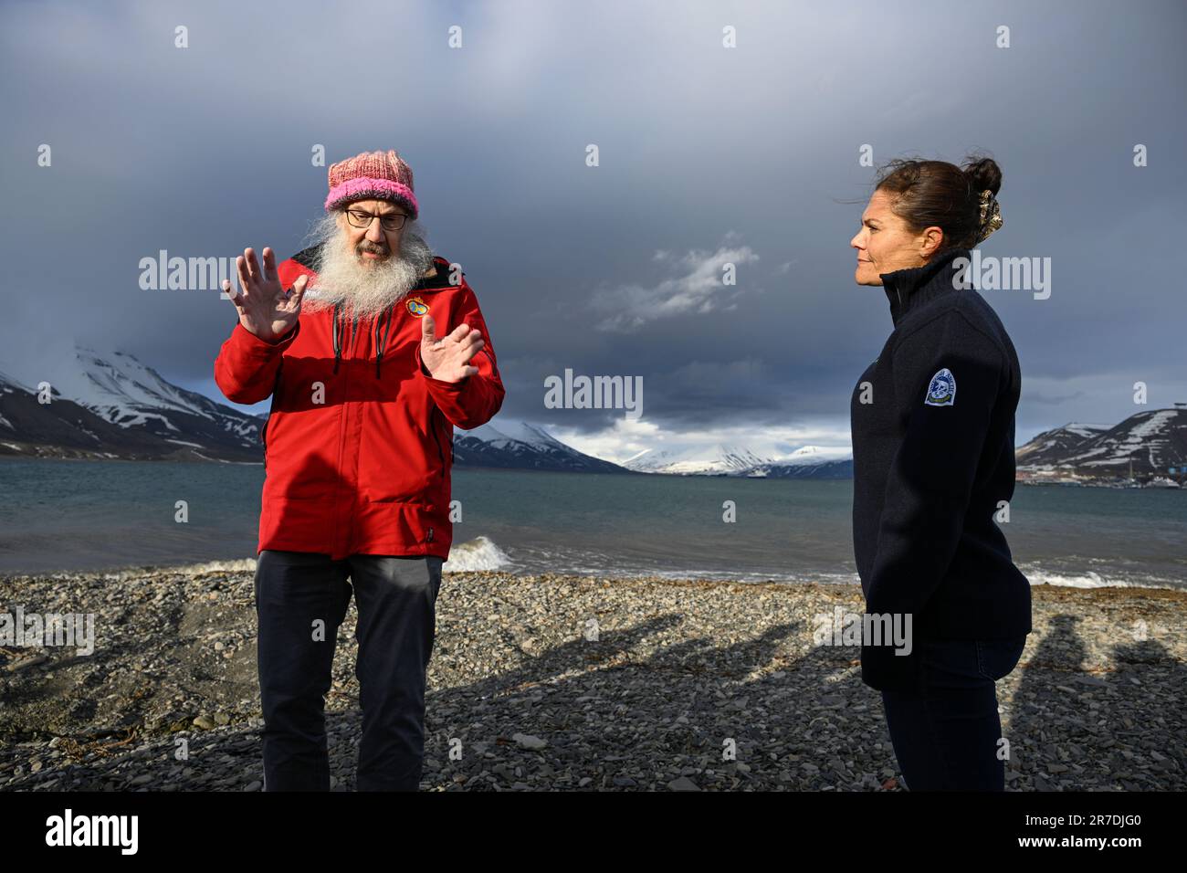 La princesse Crown Victoria visite Svalbard en relation avec le retour du brise-glace Oden de la recherche expedit du Secrétariat suédois de la recherche polaire Banque D'Images