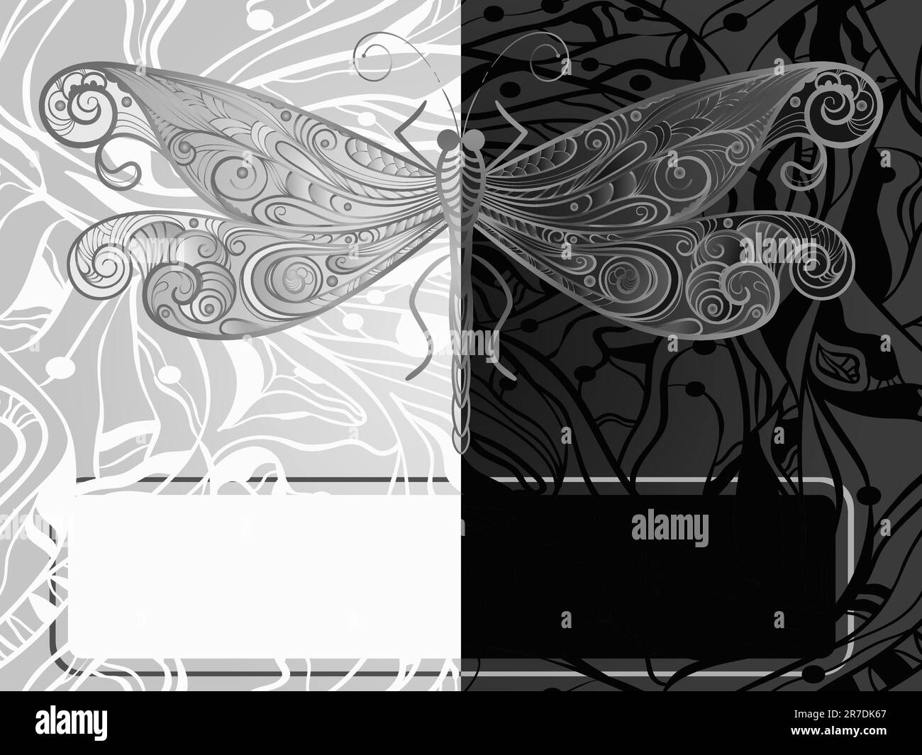 vecteur monochrome concept libellule, style vintage, eps10 Illustration de Vecteur