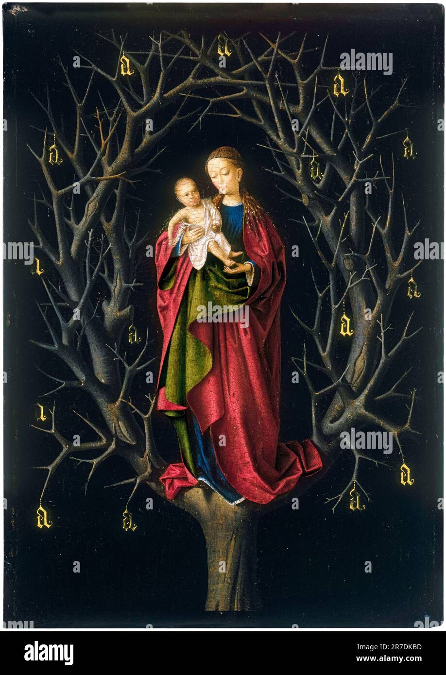 Peinture de Petrus Christus, la Vierge de l'arbre sec, huile sur panneau, 1465 Banque D'Images
