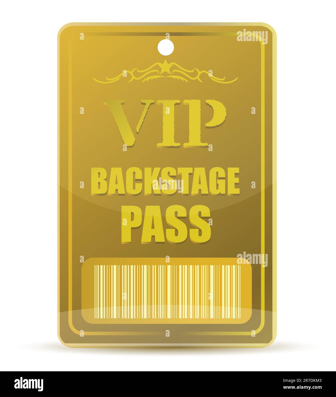 Passe pour coulisses VIP Gold avec code-barres, isolé sur fond blanc. Illustration de Vecteur