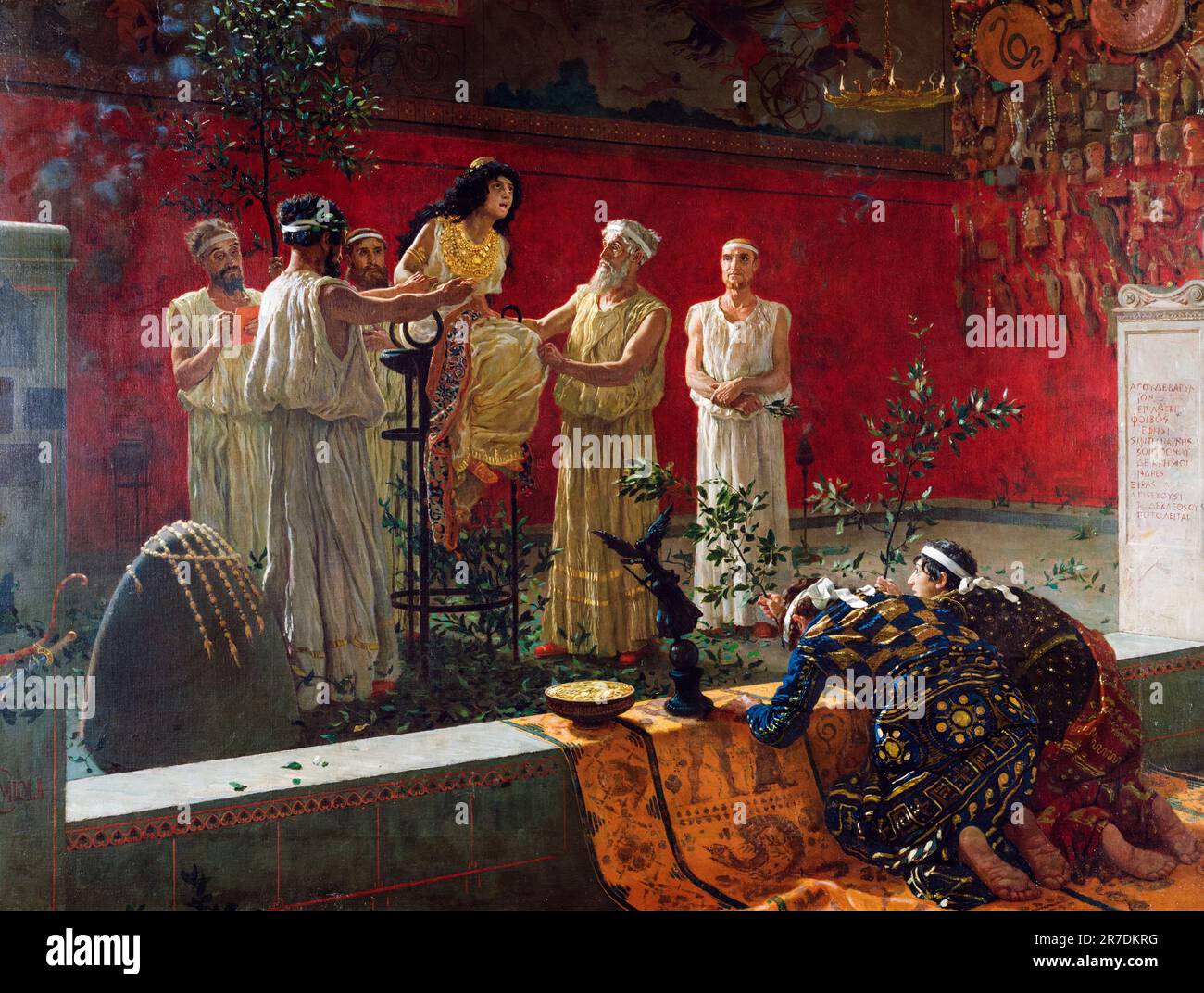 Camillo Miola a appelé Biacca painting, l'Oracle, huile sur toile, 1880 Banque D'Images