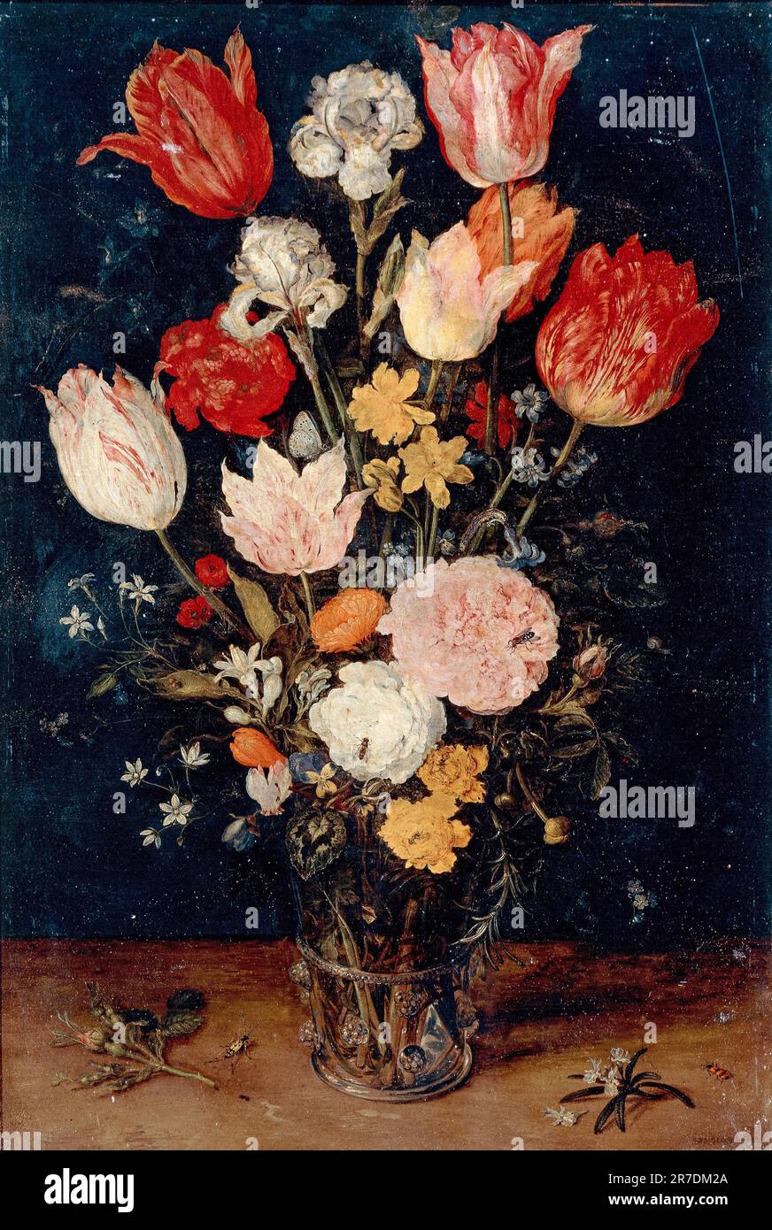 Jan Brueghel The Elder, fleurs dans un vase, peinture encore à l'huile sur cuivre, 1608 Banque D'Images