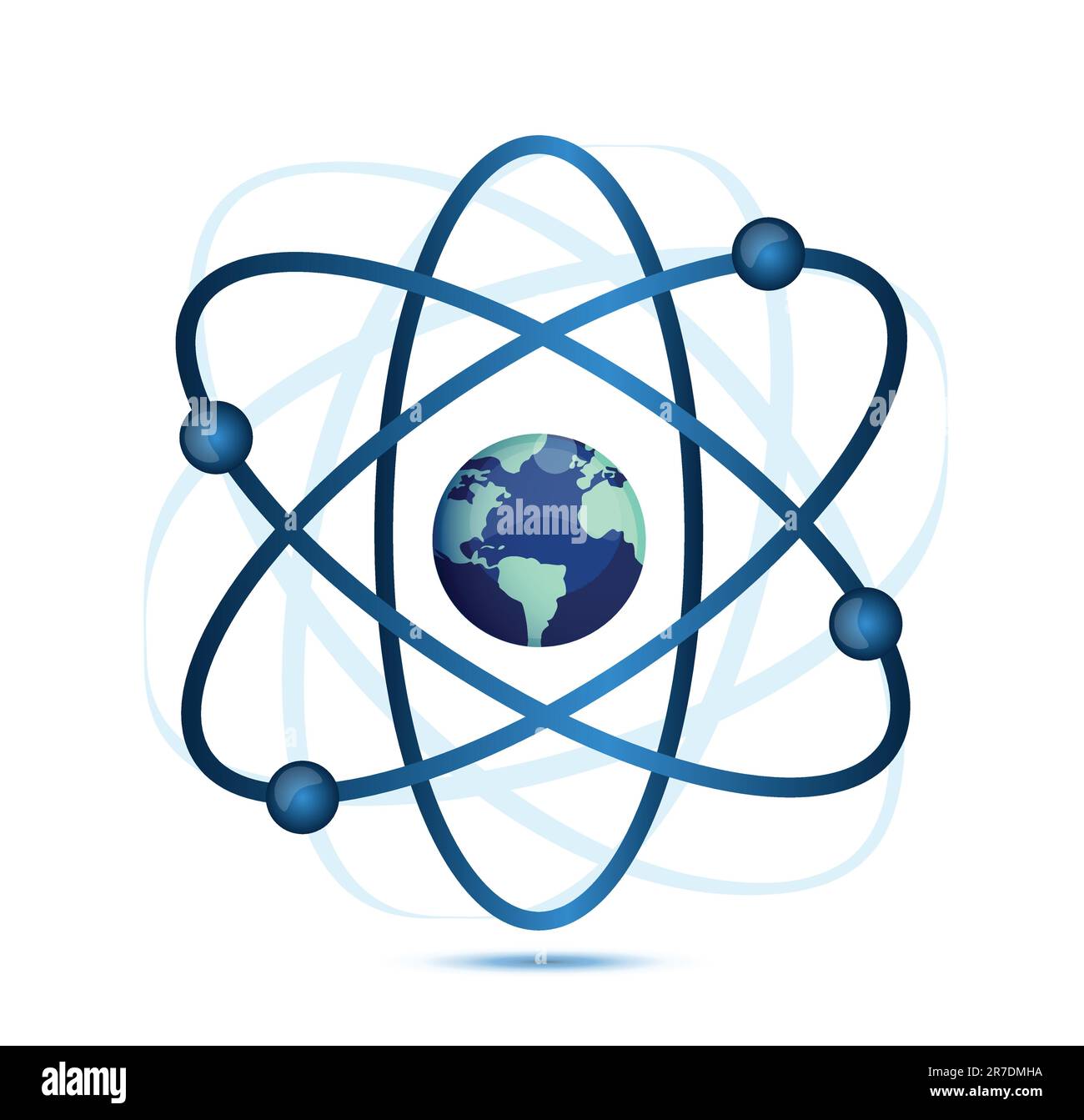 Symbole de l'atome d'un globe au milieu Illustration de Vecteur