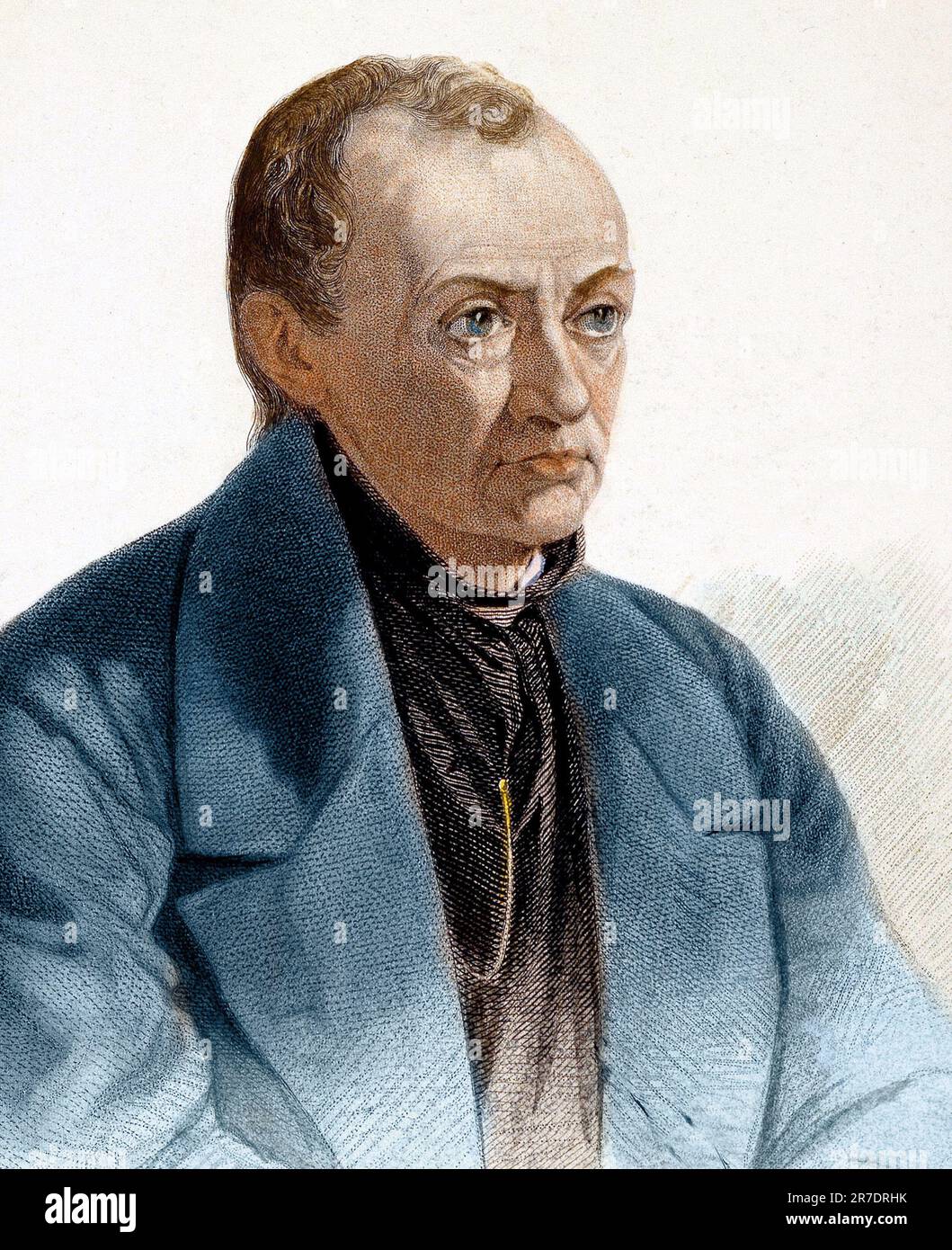 Portrait du philosophie francais Auguste Comte (1798-1857) gravature Banque D'Images