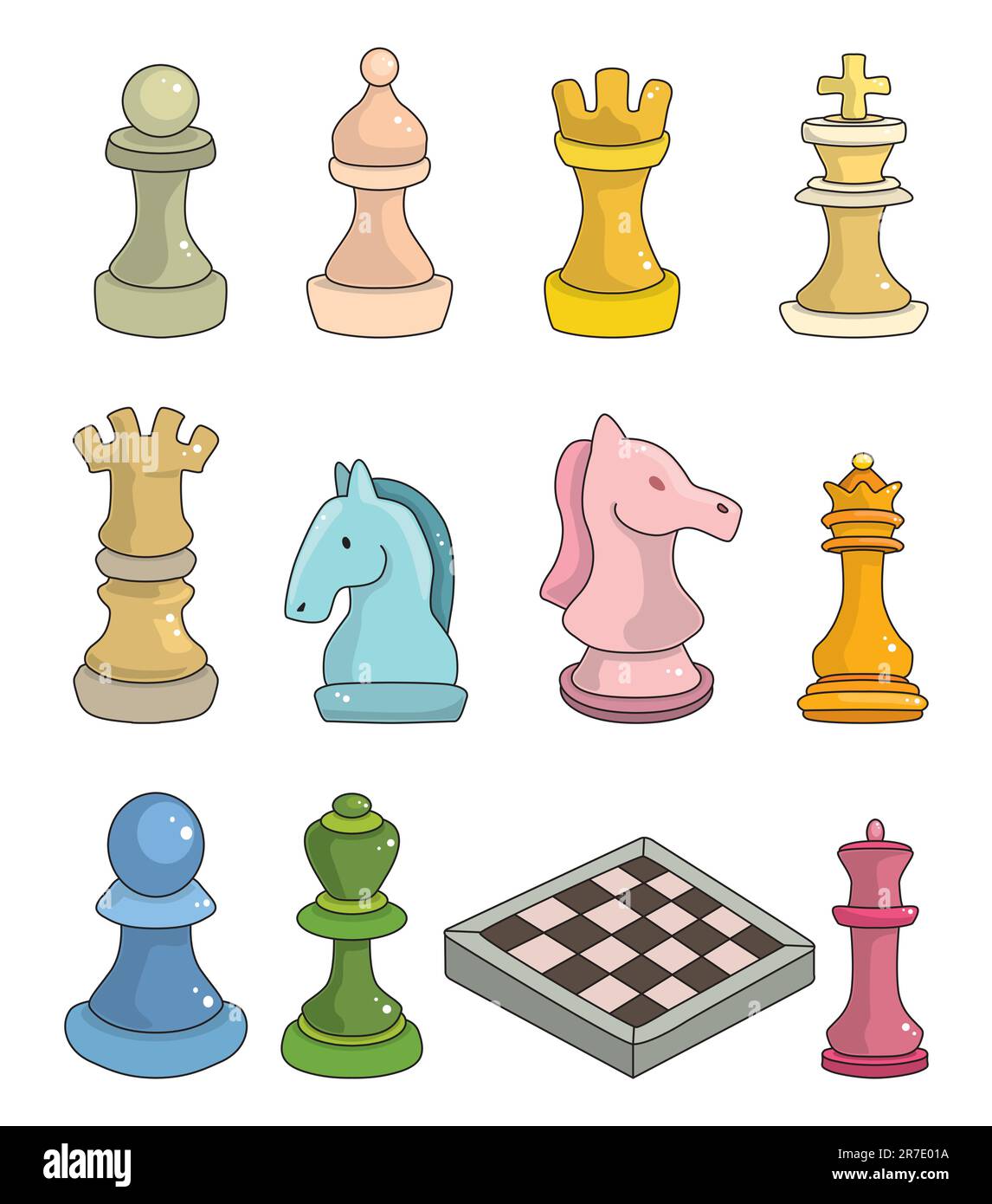 jeu d'échecs de dessin animé isolé Illustration de Vecteur