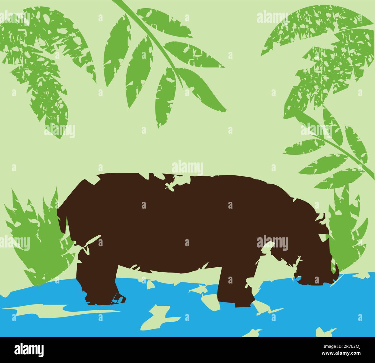 illustration vectorielle d'un hippo grunge Illustration de Vecteur