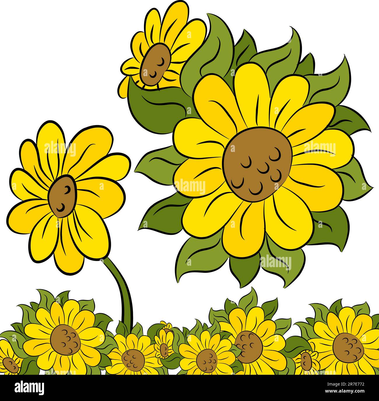 L'image d'une frontière de tournesol et élément de conception. Illustration de Vecteur