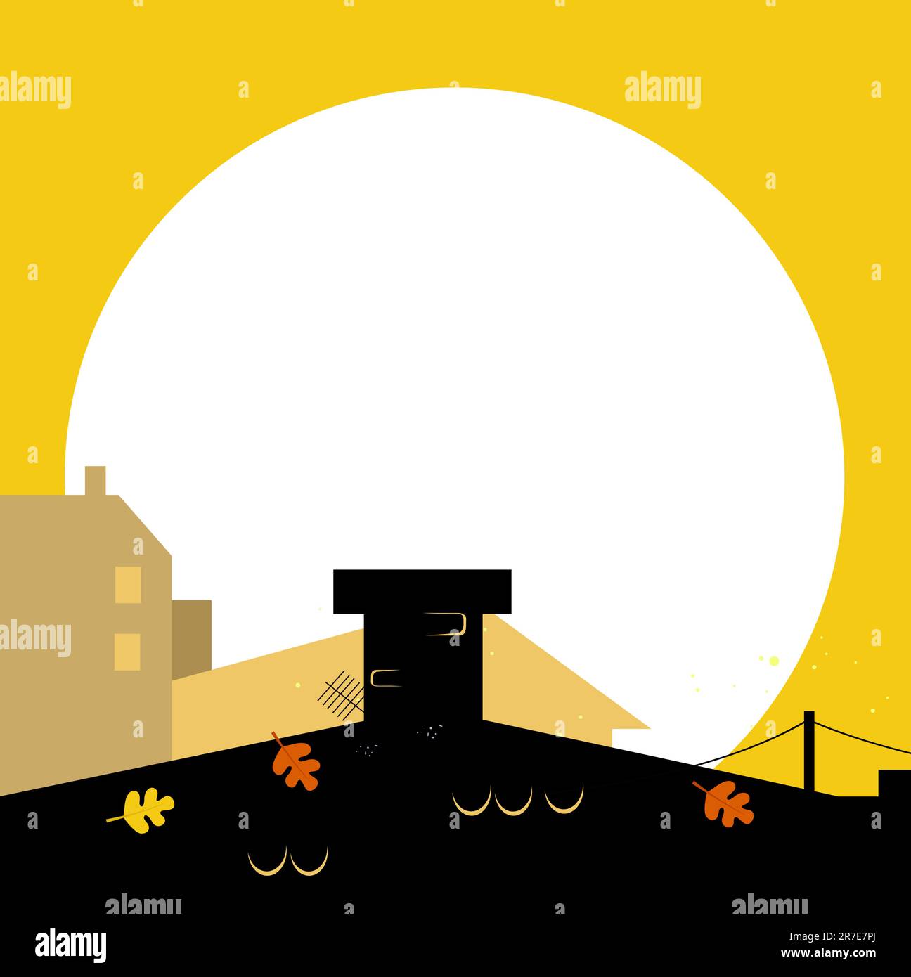 Silhouette de ville - noir et jaune. Illustration de dessin animé vectoriel. Illustration de Vecteur