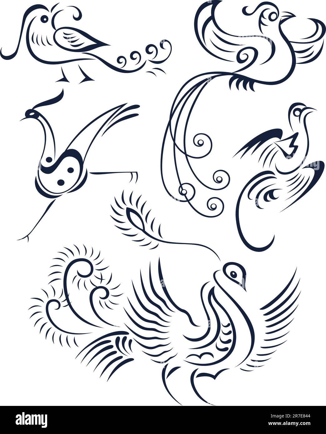 Tatouage oiseaux graphic design Illustration de Vecteur