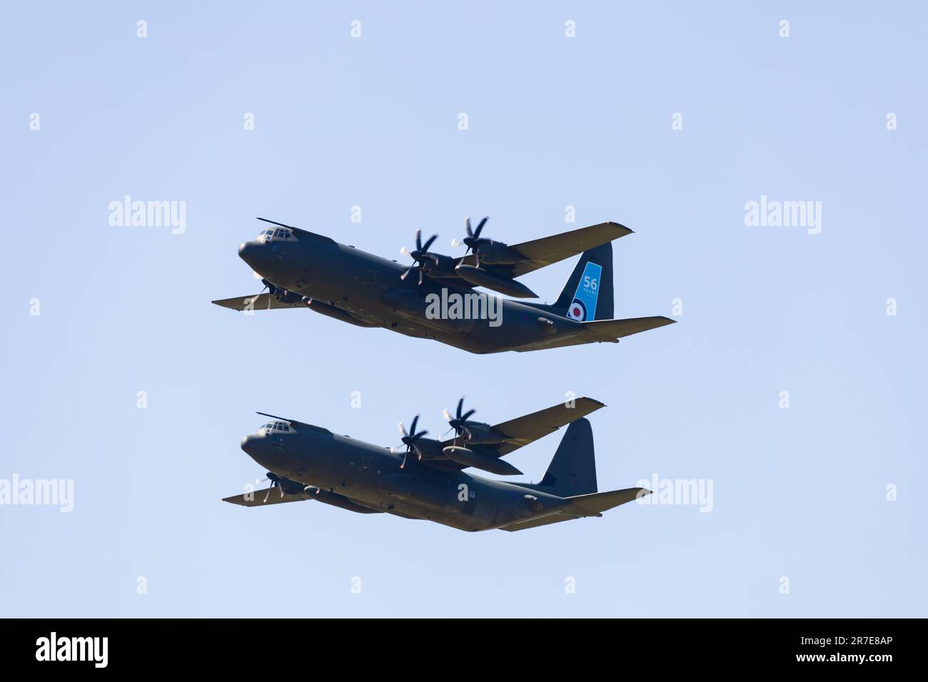 Lockheed Hercules C130J avions de transport militaire de la Royal Air Force du 47 Escadron le 14th juin 2023, un flipper d'adieu a fait le tour du Royaume-Uni. Banque D'Images