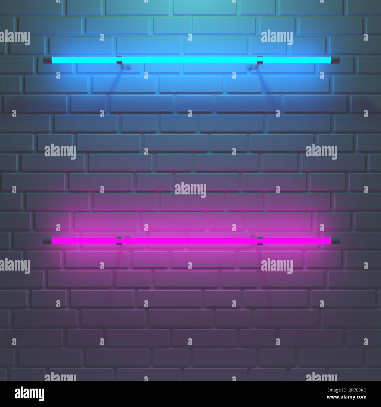 Lignes lumineuses au néon multicolores abstraites. 3d illustration. Banque D'Images