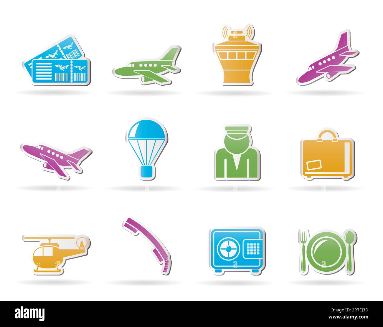 Aéroport et travel icons - vector icon set Illustration de Vecteur