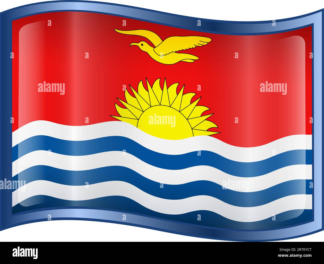Icône du drapeau de Kiribati, isolée sur fond blanc. Illustration de Vecteur