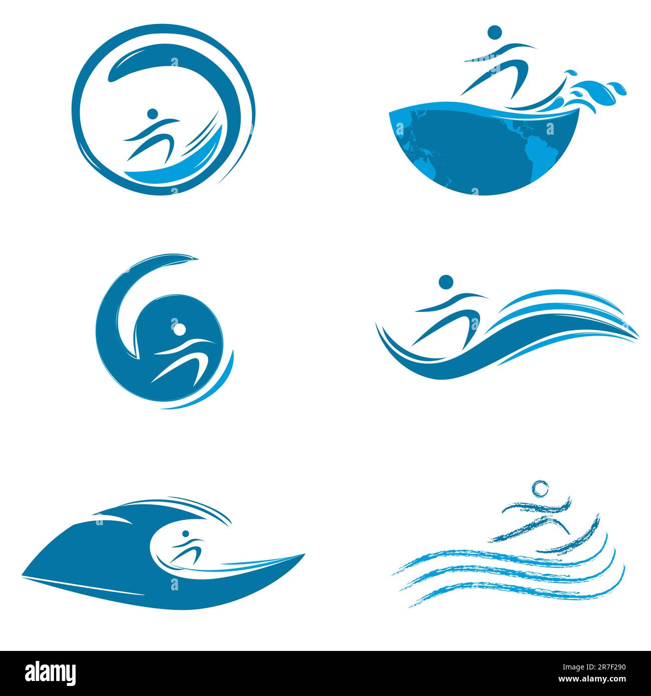 Illustration de sports aquatiques sur fond blanc Illustration de Vecteur