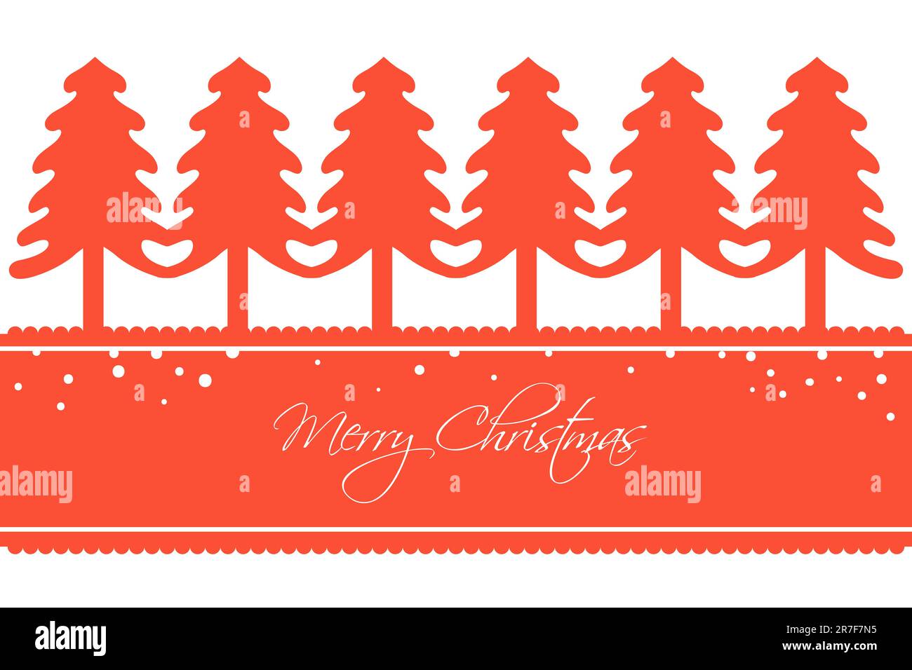 Carte de Noël avec une rangée d'arbres et le texte joyeux noël Illustration de Vecteur