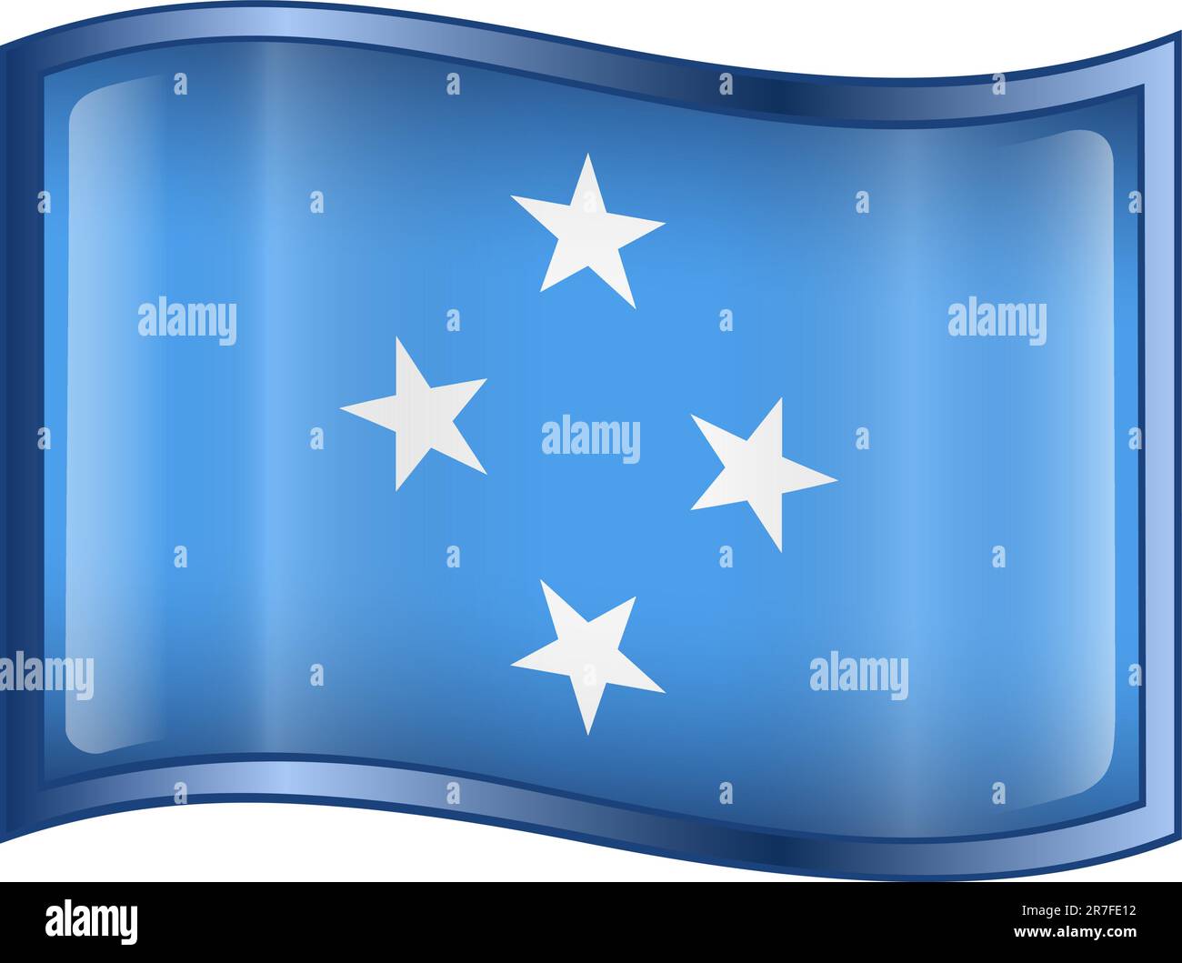 Icône drapeau de Micronésie, isolée sur fond blanc. Illustration de Vecteur