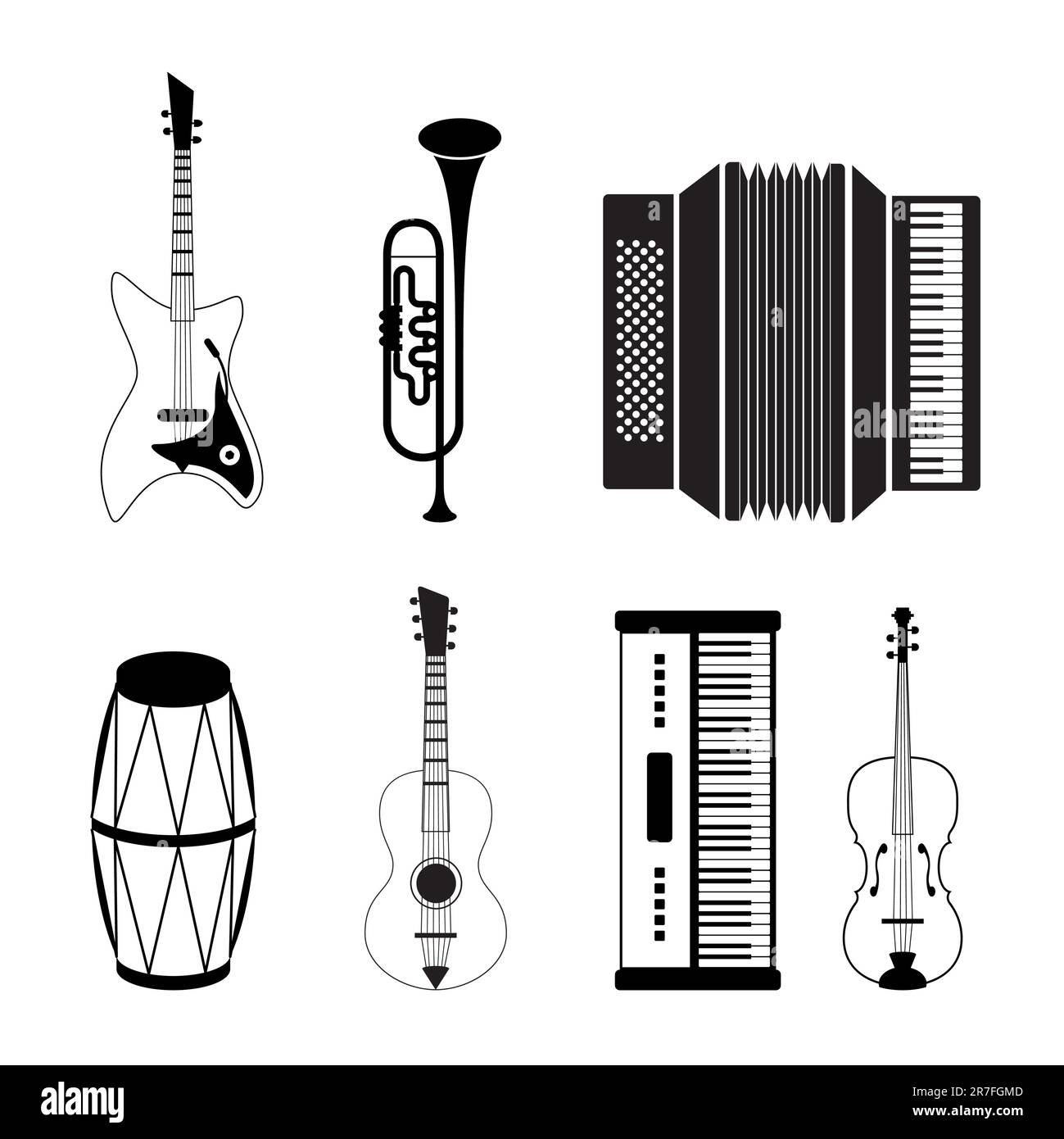 Icônes d'instruments de musique - jeu d'icônes vectorielles Illustration de Vecteur